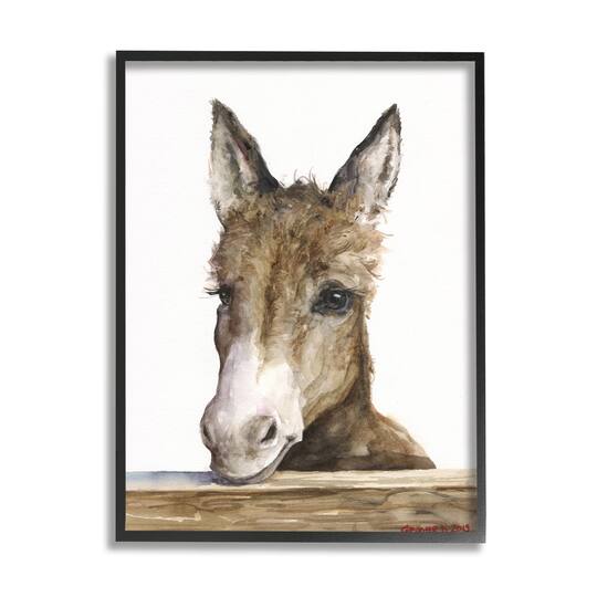 Stupell Industries Baby Donkey Portrait Wall Art in Frame